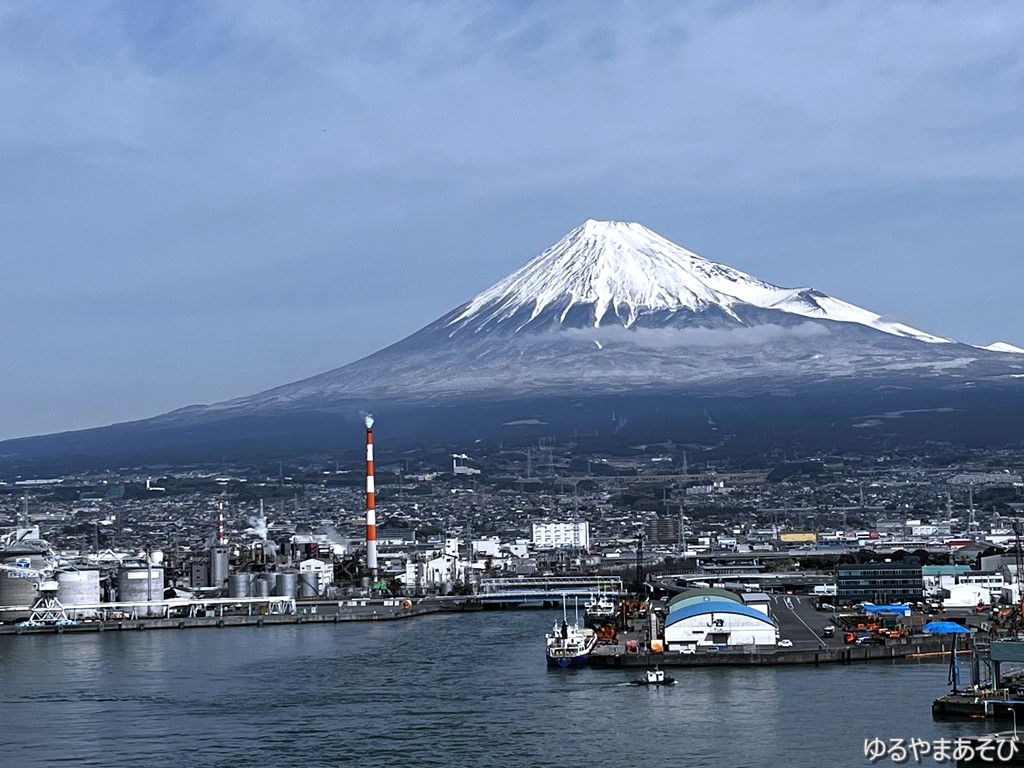 富士山ドラゴンタワーからの田子の浦港と富士山